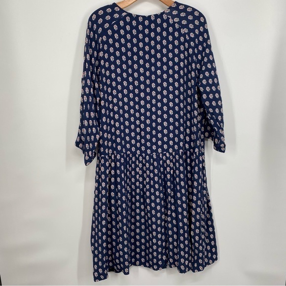 Garnet Hill Navy Blue Pattern Bohemian Pocket Dress - Picture 6 of 8